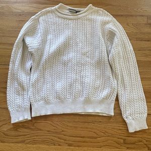 White cable knit sweater